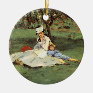 Manet Impressionist French Family Garden Painting Ceramic Tree Decoration