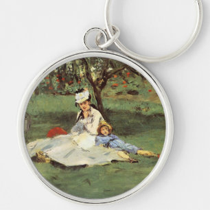 Manet Impressionist French Family Garden Painting Key Ring