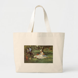 Manet Impressionist French Family Garden Painting Large Tote Bag