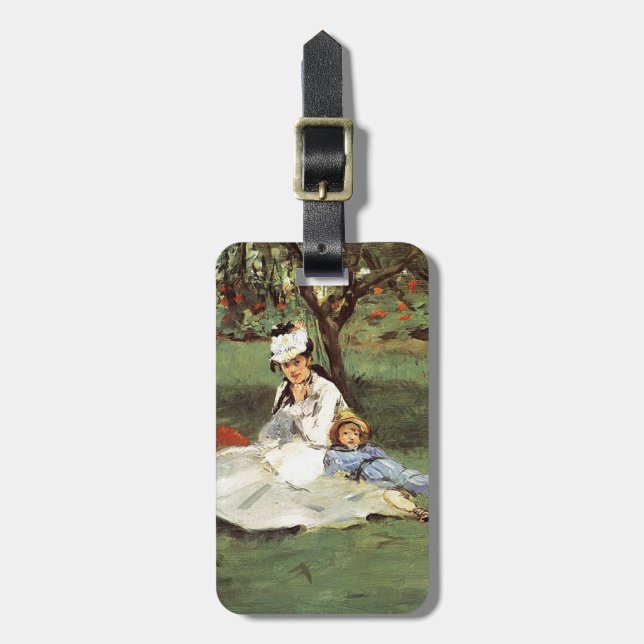 Manet Impressionist French Family Garden Painting Luggage Tag (Front Vertical)