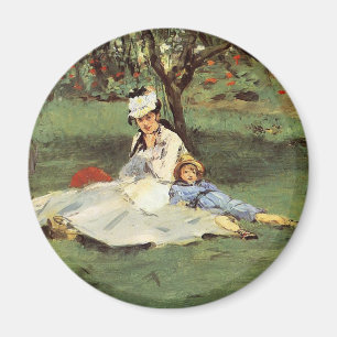 Manet Impressionist French Family Garden Painting Magnet