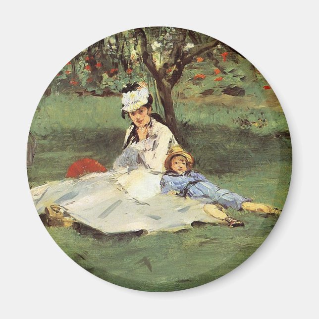 Manet Impressionist French Family Garden Painting Magnet (Front)