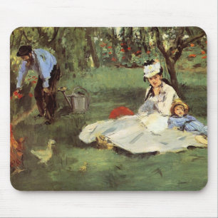 Manet Impressionist French Family Garden Painting Mouse Mat