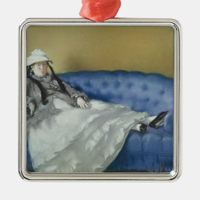 Manet | Madame Manet on a Blue Sofa, 1874 Metal Tree Decoration (Front)