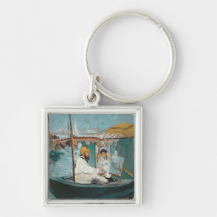 Manet Monet in his Floating Studio, 1874 Key Ring