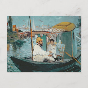 Manet Monet in his Floating Studio, 1874 Postcard