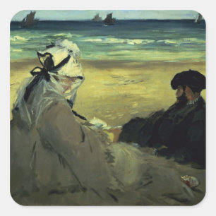 Manet On the Beach, 1873 Square Sticker