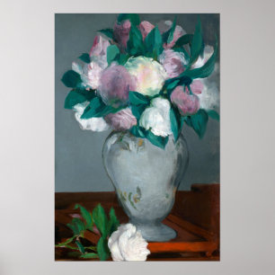 Manet Peonies Possibly Pink Bouquet Flowers in a V Poster