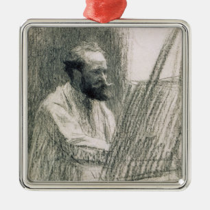 Manet   Portrait of Edouard Manet  at his Easel Metal Tree Decoration