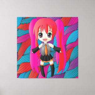 Manga Anime Girl  Wrapped Canvas
