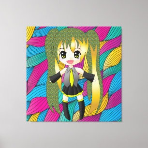 Manga Anime Girl  Wrapped Canvas