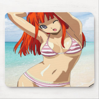 Manga beach girl mouse mat