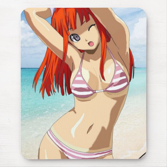 Manga beach girl mouse mat (Front)