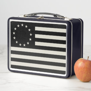 Manga, Betsy Ross Flag or Circle American Flag Metal Lunch Box