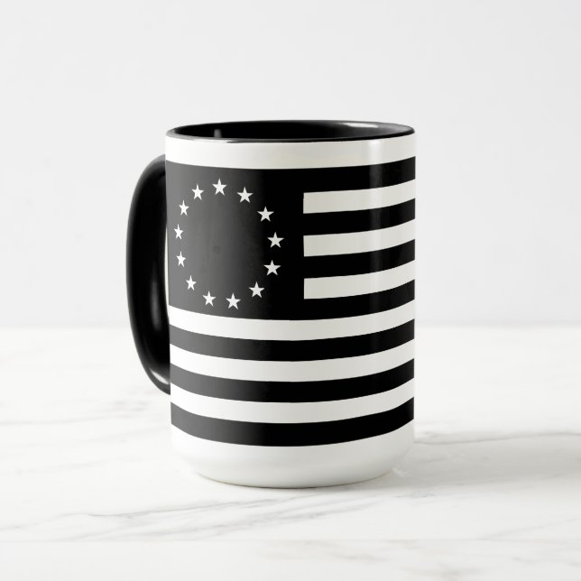 Manga, Betsy Ross Flag or Circle American Flag Mug (Front Left)