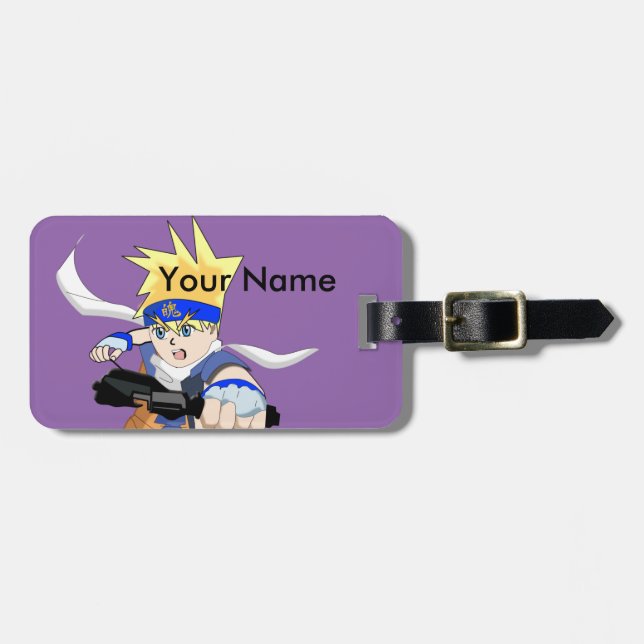 Manga Boy Luggage Tag, Customisable Luggage Tag (Front Horizontal)