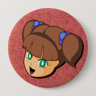 Manga Brown Girl Button