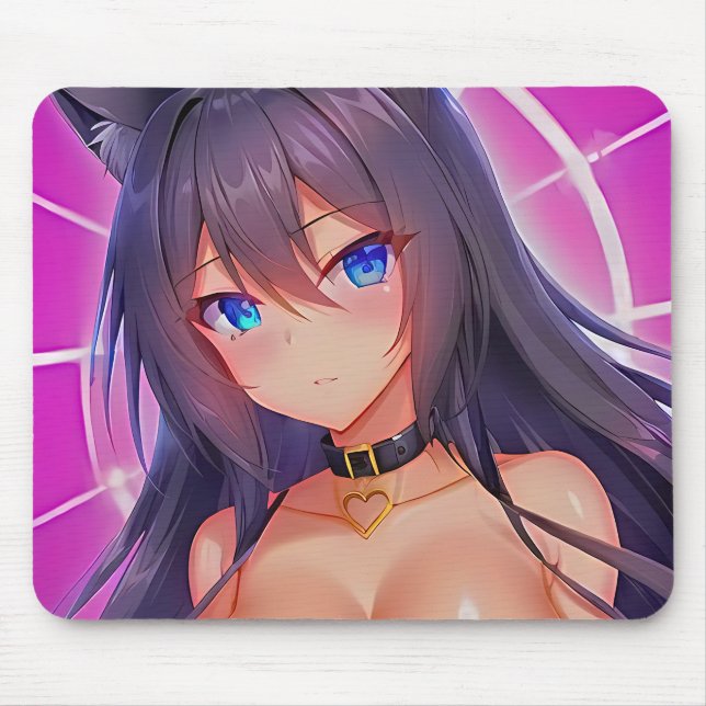 Manga Cat Girl "Eyes on you" Mouse Mat (Front)