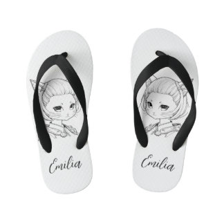 Manga Catgirl Kid's Flip Flops