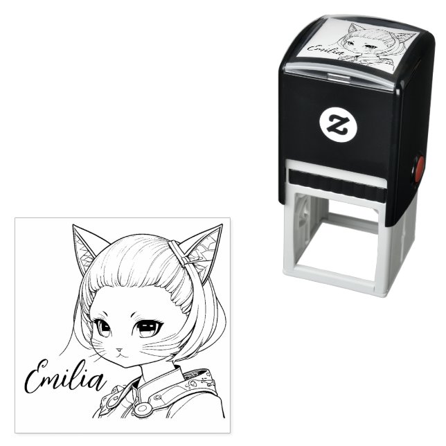 Manga Catgirl Self-inking Stamp (In Situ)