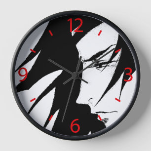 Manga Character Wind Blown Hair Anime Wall Clock