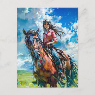 Manga Cowgirl's Alpine Escape Postcard