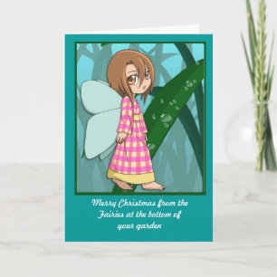 Manga Fairies, Gingham girl Holiday Card