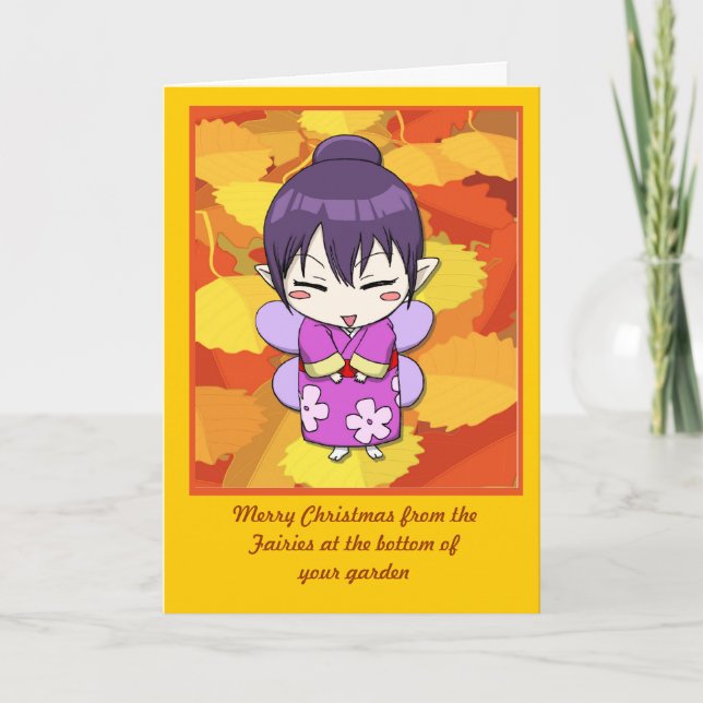 Manga Fairies Kokeshi fairy Holiday Card (Front)