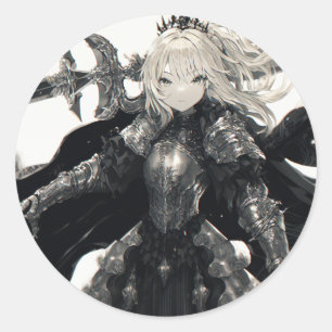 Manga Fantasy Warrior Woman Classic Round Sticker