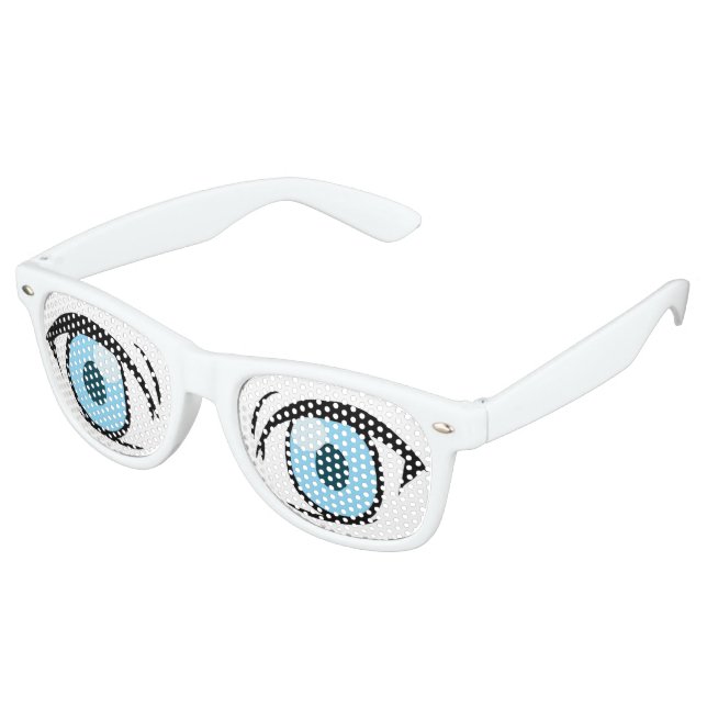 Manga Freaking Eyes Retro Sunglasses (Angled)