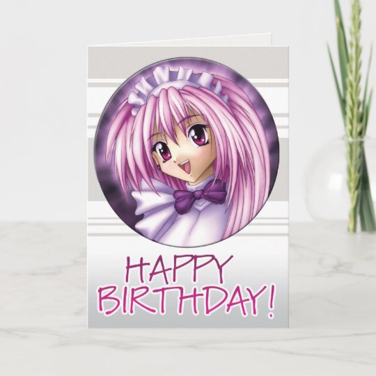 Manga Girl Maid Birthday Card Zazzle Co Uk