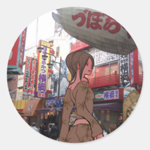 MANGA girl OSAKA Classic Round Sticker