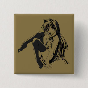 Manga, Neko Catgirl Furry Anime Loli Slave 15 Cm Square Badge