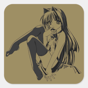 Manga, Neko Catgirl Furry Anime Loli Slave Square Sticker