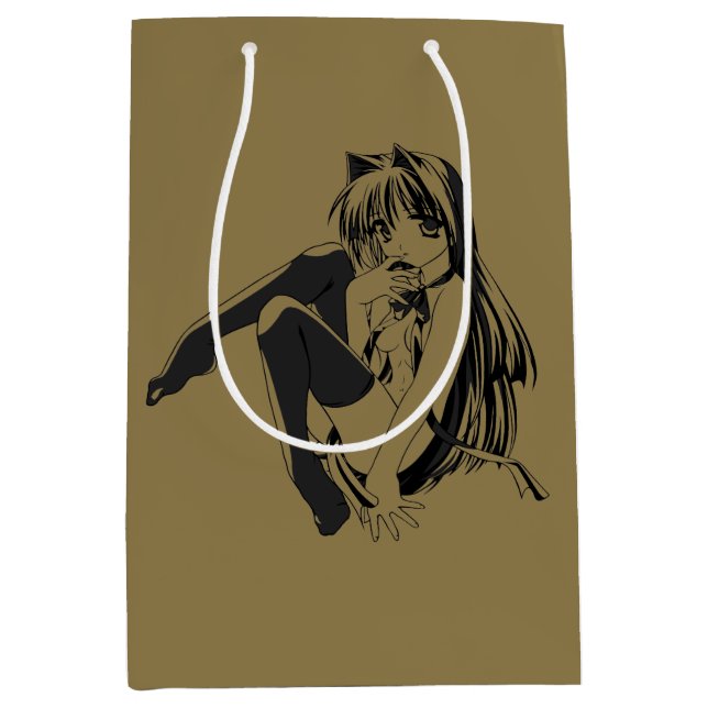Manga, Neko Catgirl Furry Kawaii Loli  Medium Gift Bag (Front)