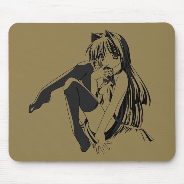 Manga, Neko Catgirl Furry Kawaii Loli  Mouse Mat (Front)