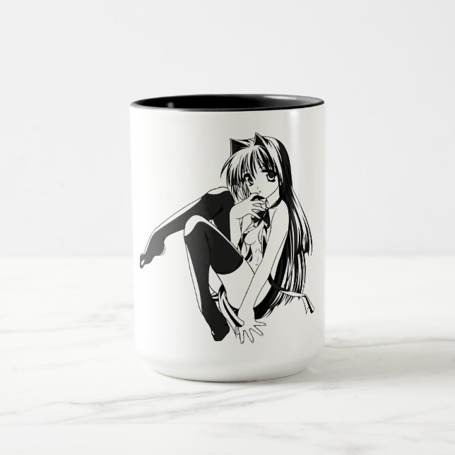 Manga, Neko Catgirl Furry Kawaii Loli  Mug (Center)