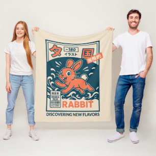 Manga Rabbit Fleece Blanket