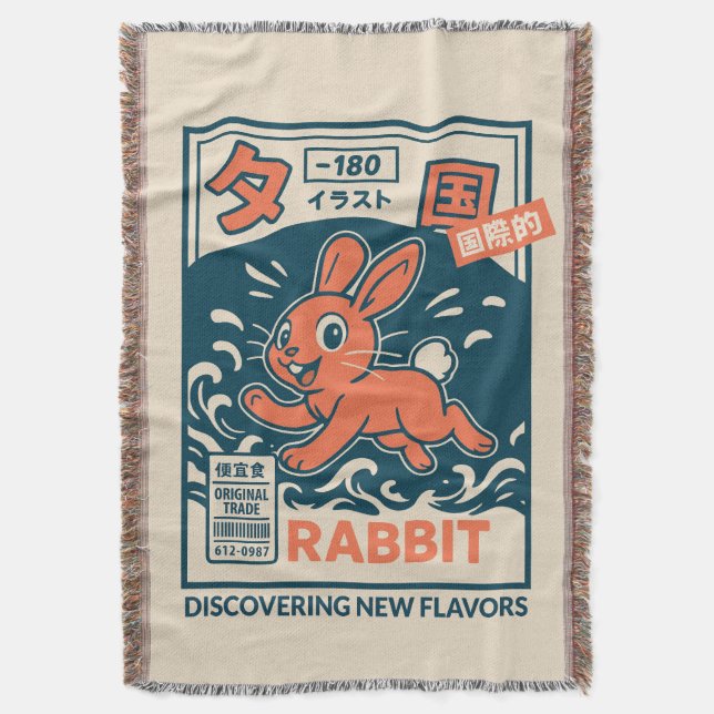 Manga Rabbit Throw Blanket (Front Vertical)