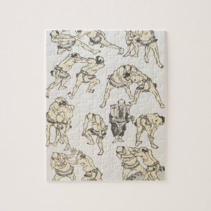 Manga: studies of gestures and postures of wrestle jigsaw puzzle