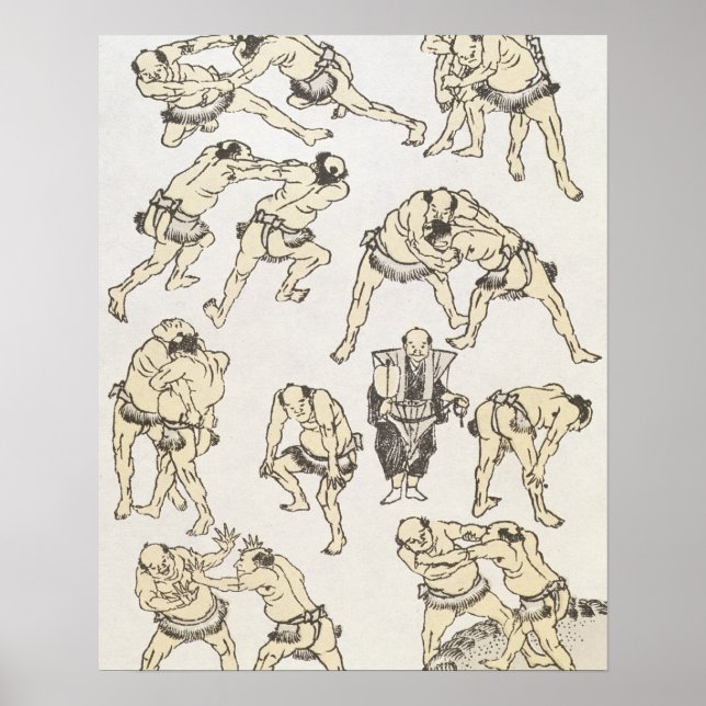 Manga: studies of gestures and postures of wrestle poster (Front)