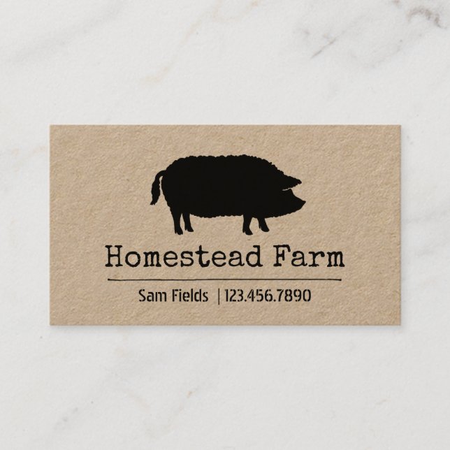 Mangalitsa Pig Silhouette Simple Farm Country Business Card (Front)