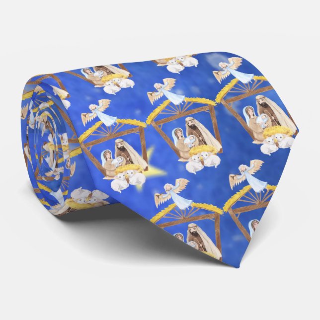Manger Christmas Baby Jesus Nativity Holiday Tie (Rolled)