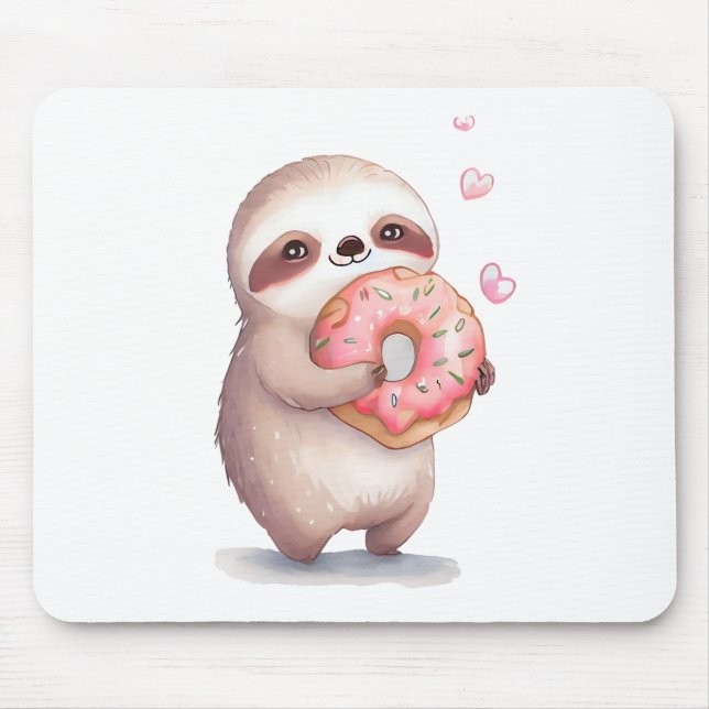 Manger des doughnuts comme un paresseux! mouse mat (Front)