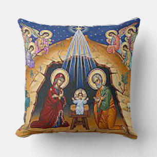 Manger Scene Christmas Cushion