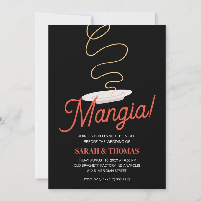 Mangia Italian Food Rehearsal Dinner Invitation (Front)