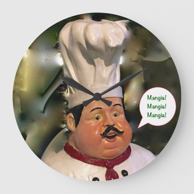 Mangia, Mangia, Mangia Kitchen Clock (Front)