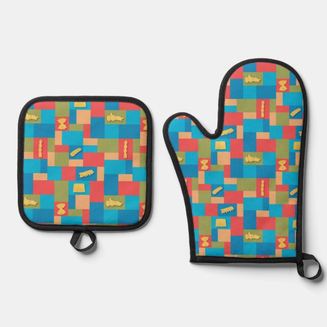 Mangia Moderna Oven Mitt & Pot Holder Set (Front)