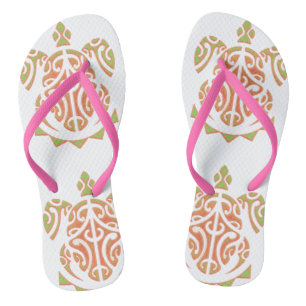 Mango and Lime Polynesian Turtle Flip Flops