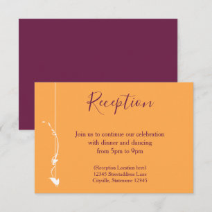 Mango and Purple Wedding   Reception Card